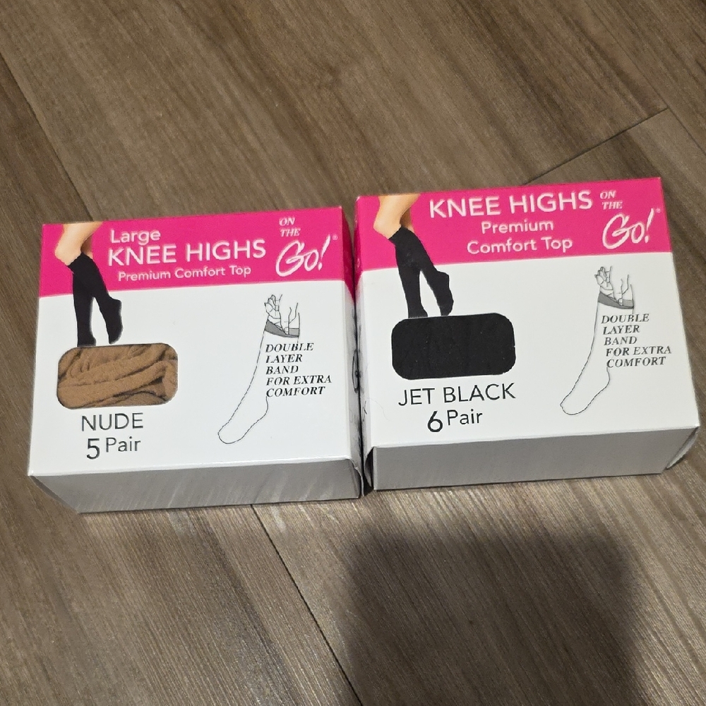 Women's Knee Highs in Nude and Black